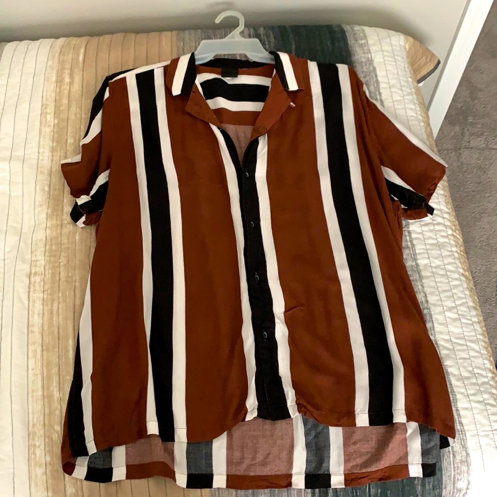 ASOS Brown Striped Revere Collar - XL